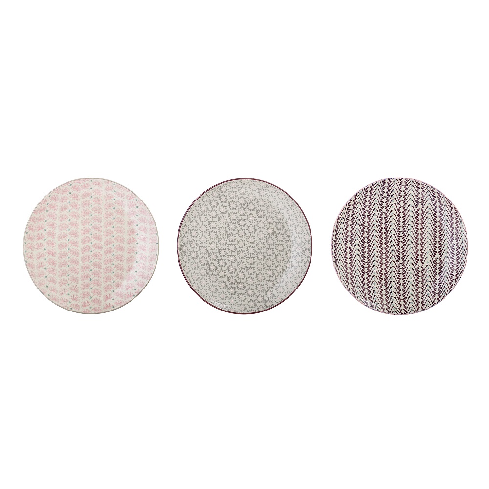 Bloomingville Maya Frühstücksteller Violett Steingut Ř 22 cm 3er Set