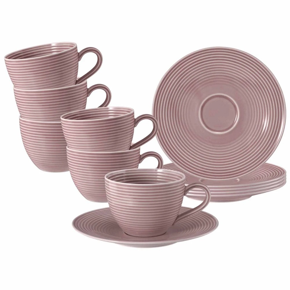 Seltmann Weiden Beat Altrosa Kaffeetasse + Untertasse 6er Set