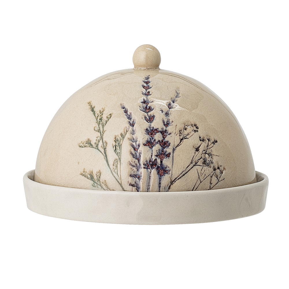 Bloomingville Bea Butterdose rund 15x10 cm Natur Steingut