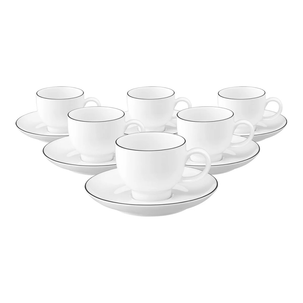 Seltmann Weiden Lido Black Line Espressotasse 0,09 l + Untertasse 6er Set