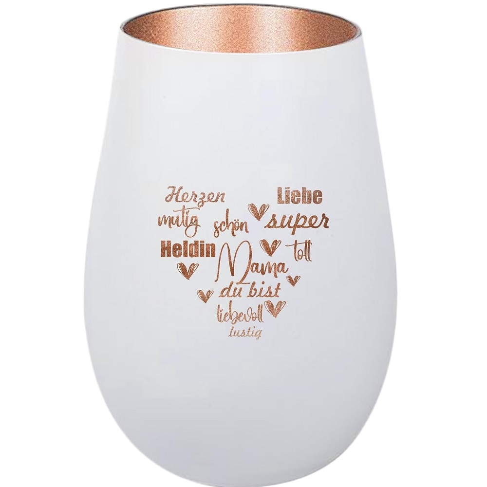 Windlicht Mama du bist... Weiß Bronze