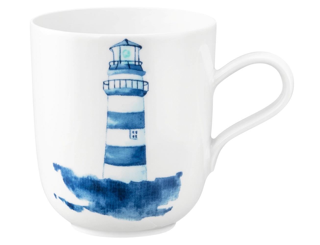 Seltmann Weiden Küstenmotiv Becher Leuchtturm blau-weiß