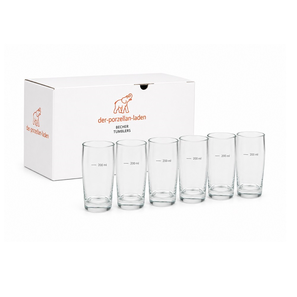 Der-Porzellan-Ladenl Becher 250 ml geeicht auf 200 ml 6er Set