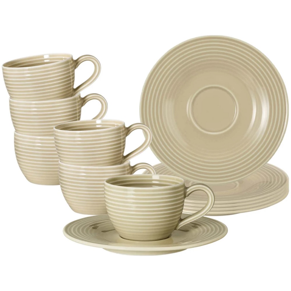 Seltmann Weiden Beat Sandbeige Espressotasse + Untertasse 6er Set