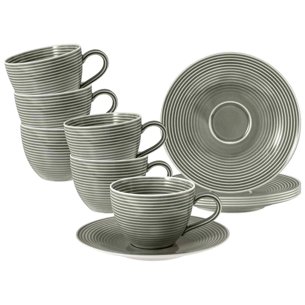 Seltmann Weiden Beat Perlgrau Kaffeetasse + Untertasse 6er Set