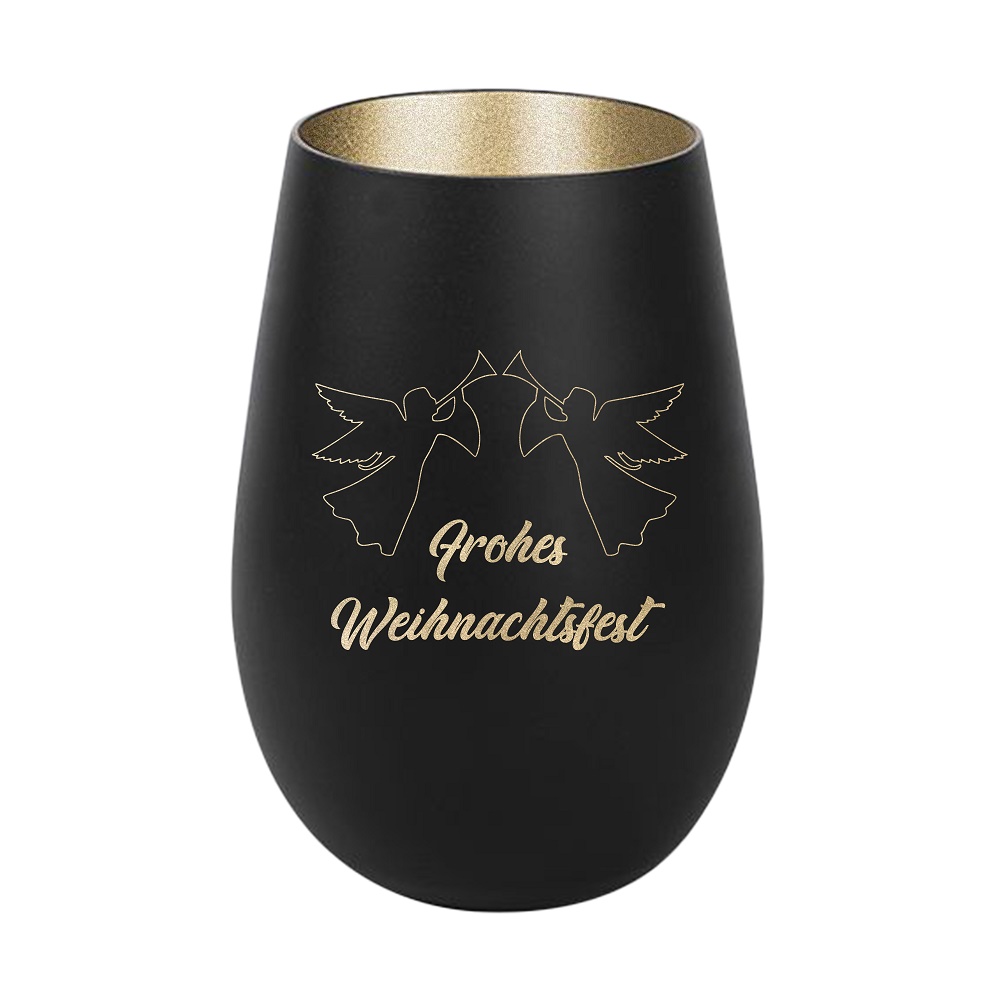 Windlicht Frohes Weihnachtsfest Schwarz Gold