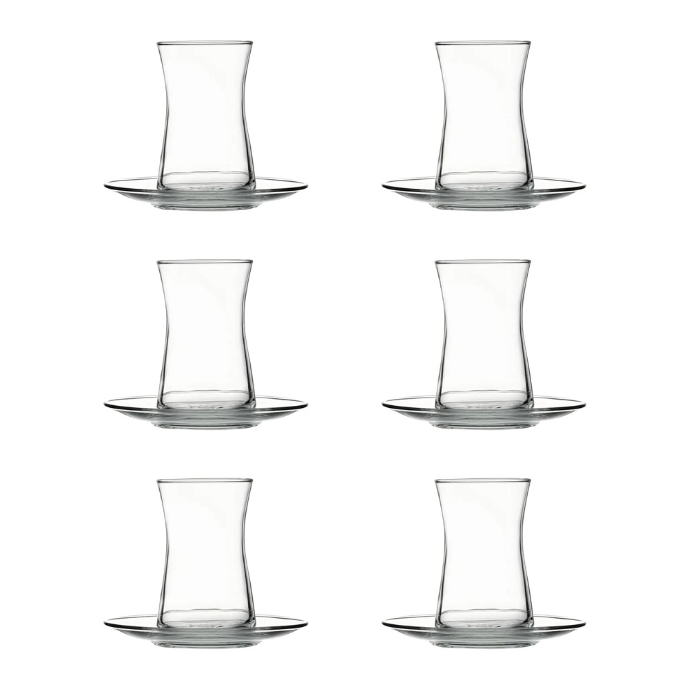 Pasabahce Heybeli Teeglas mit Untertasse 160 ml 6er Set