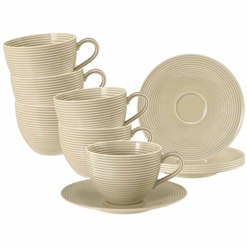 Seltmann Weiden Beat Sandbeige Milchkaffeetasse + Untertasse 6er Set