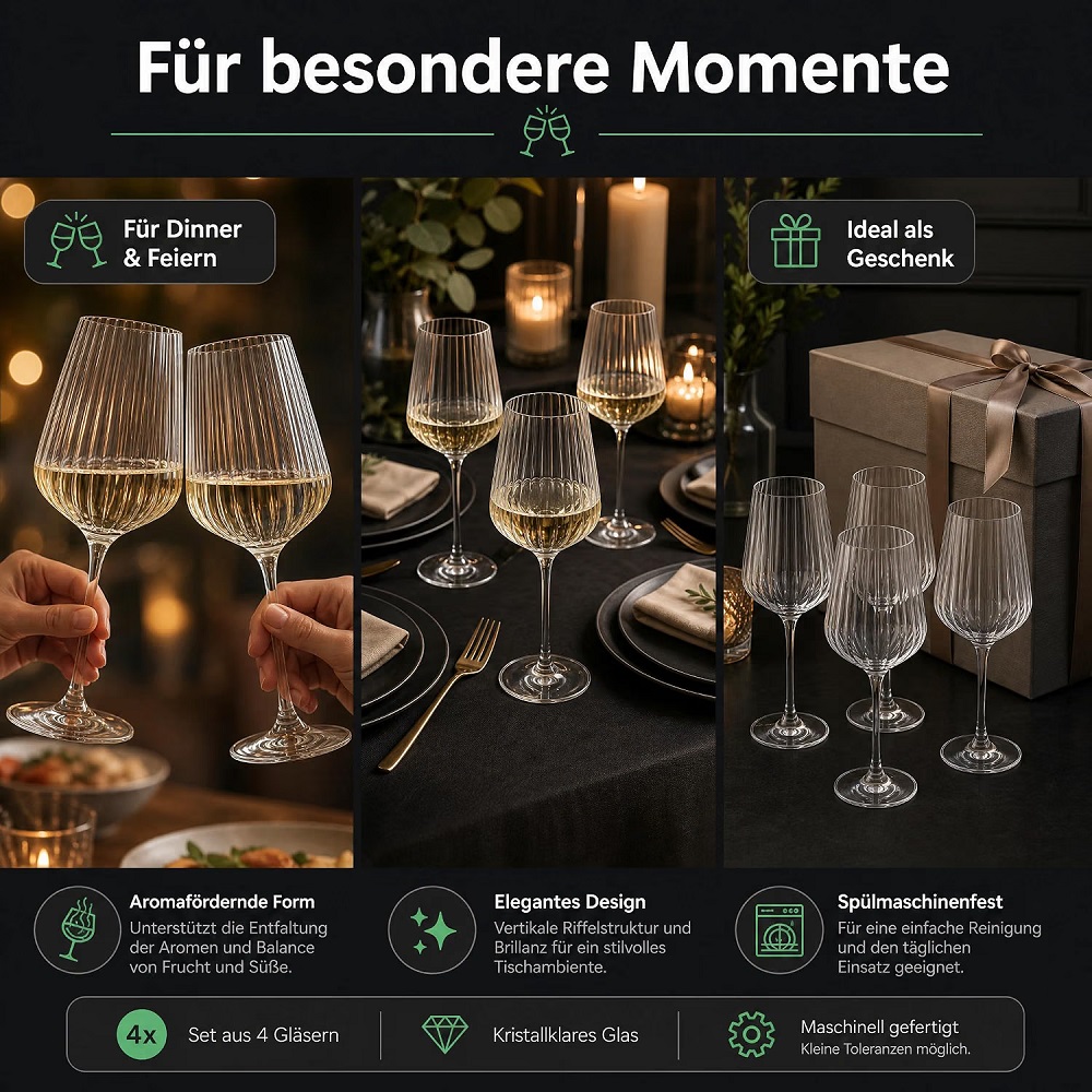 Der-Porzellan-Laden by Spiegelau Lifestyle Weißweinglas 440 ml 4er Set