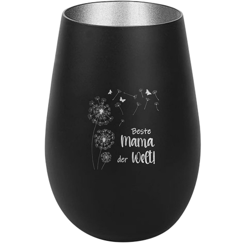Windlicht Beste Mama der Welt! Schwarz Silber