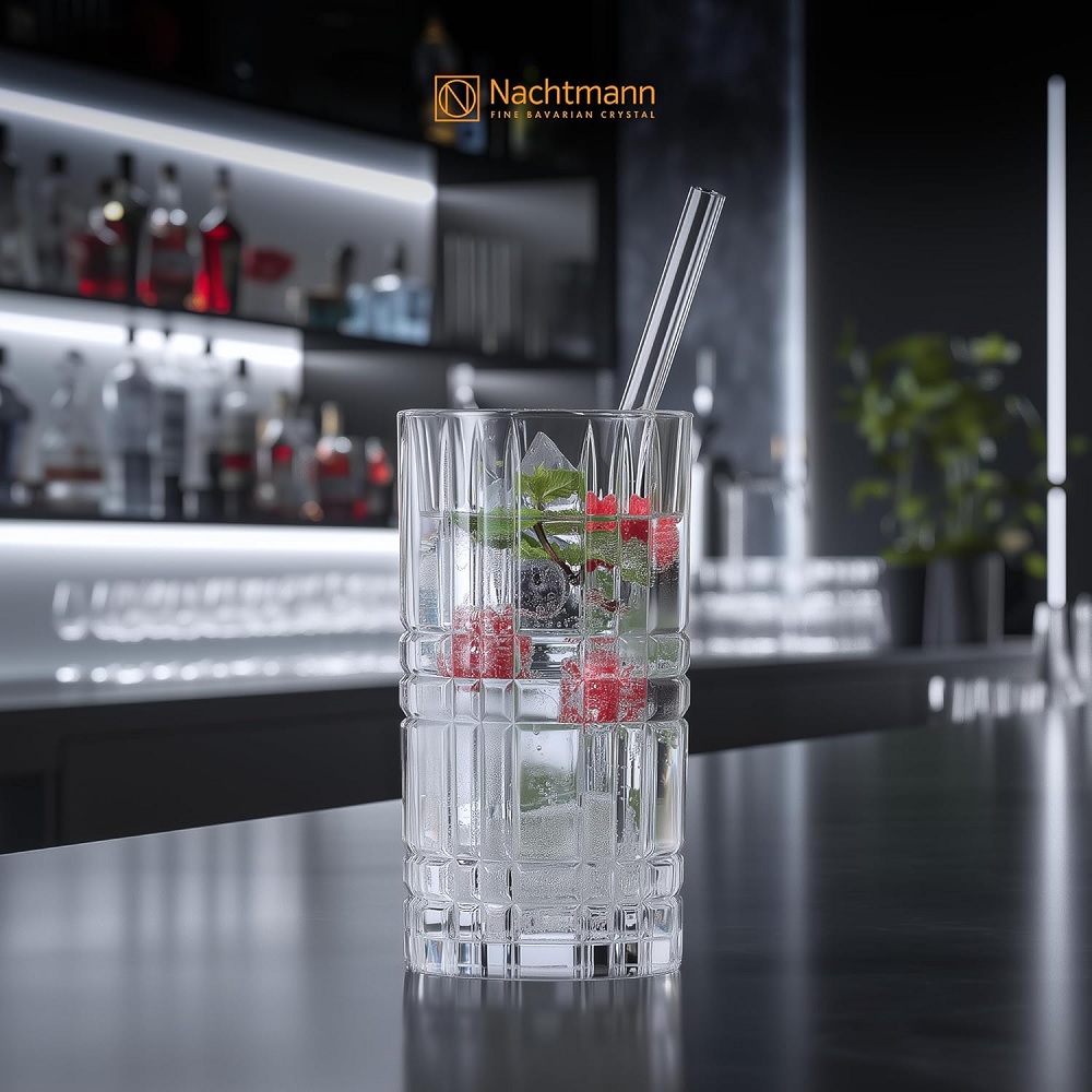 Nachtmann Square Longdrink 445ml 4er Set + Trinkhalme