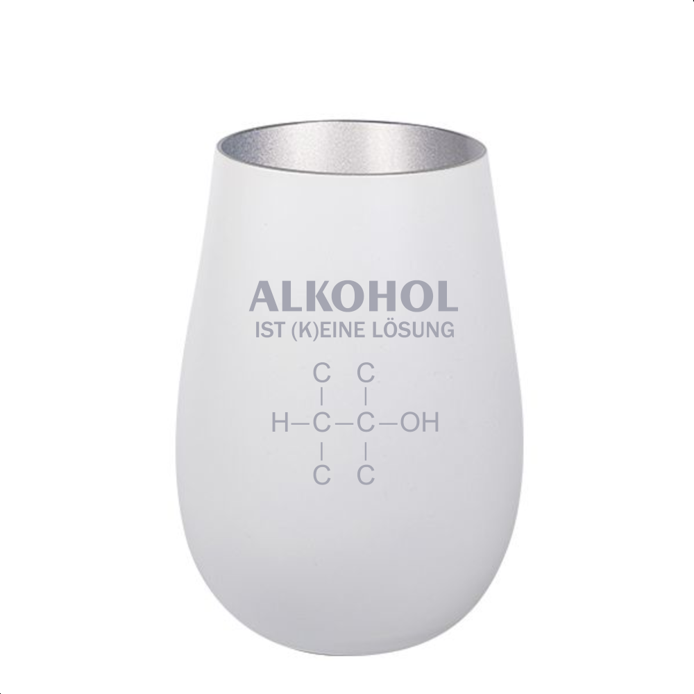 Windlicht Alkohol ist (k)eine Lösung Weiß Silber