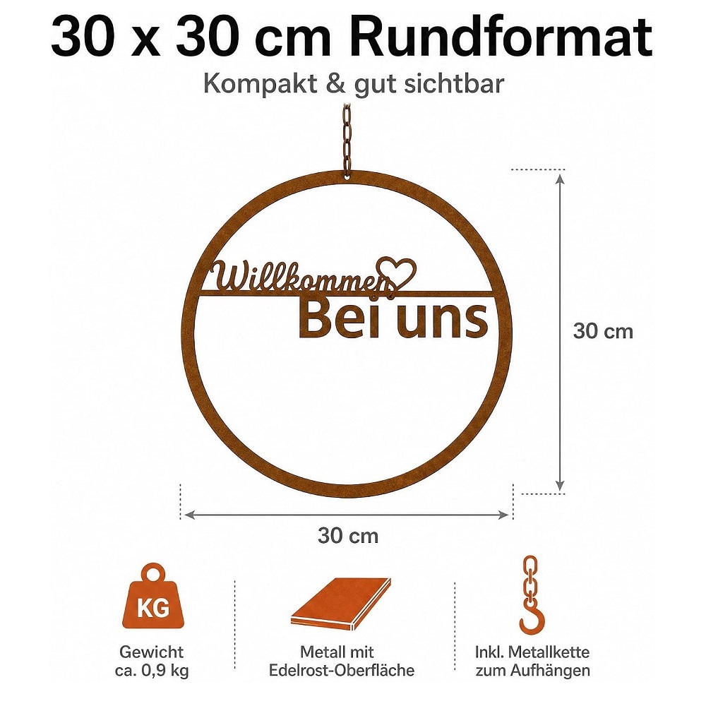Schild " Willkommen Bei Uns " Ø 30cm