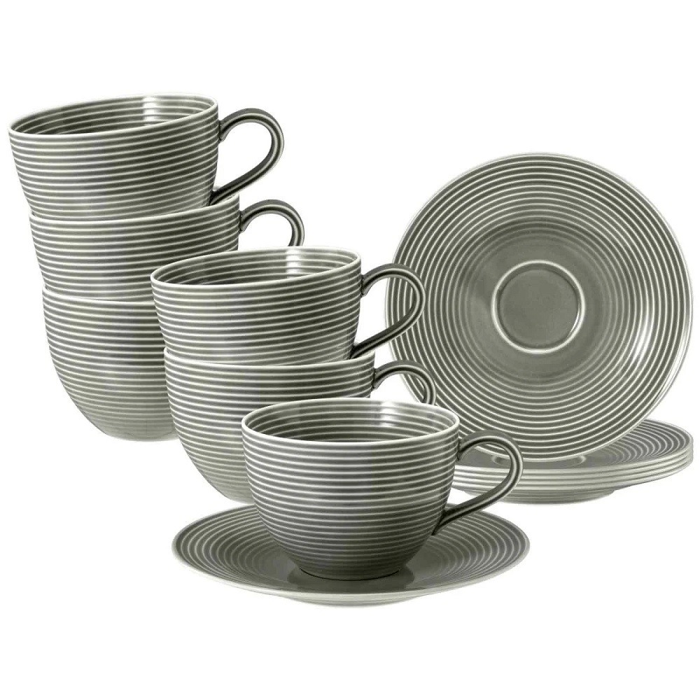 Seltmann Weiden Beat Perlgrau Milchkaffeetasse + Untertasse 6er Set