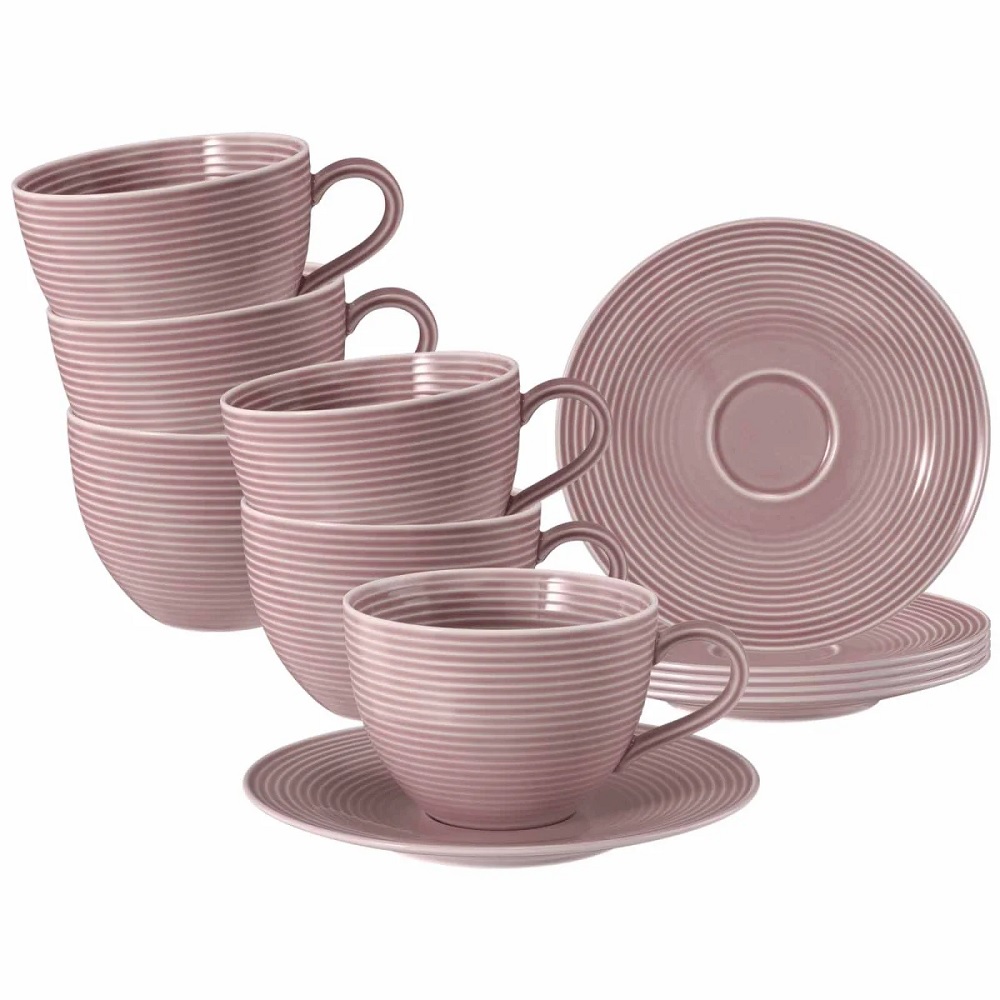 Seltmann Weiden Beat Altrosa Milchkaffeetasse + Untertasse 6er Set