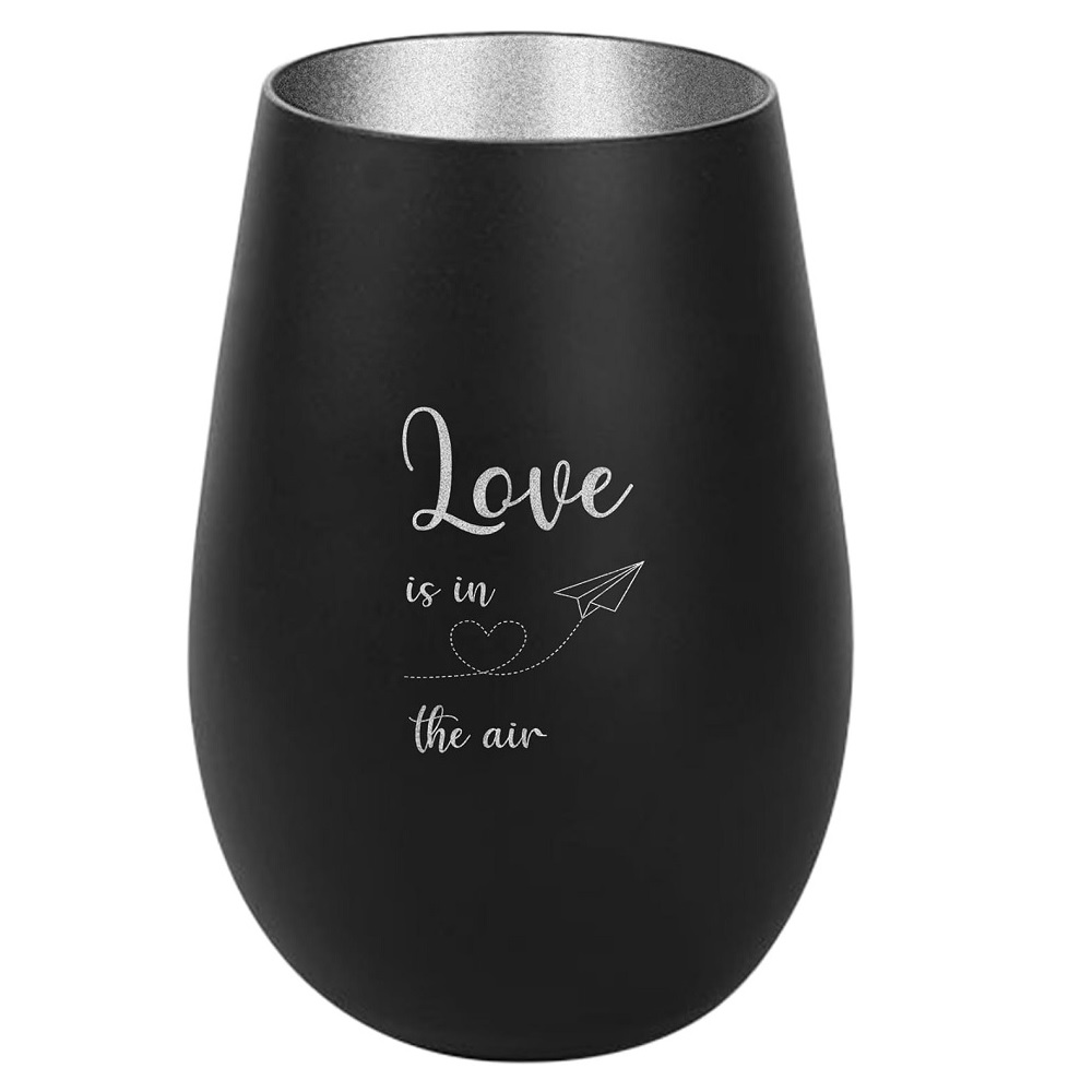 Windlicht Love is in the air Schwarz Silber