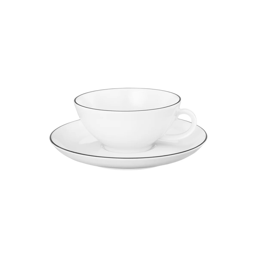 Seltmann Weiden Lido Black Line rund Teetasse 0,14 l + Untertasse 2 tlg. Set