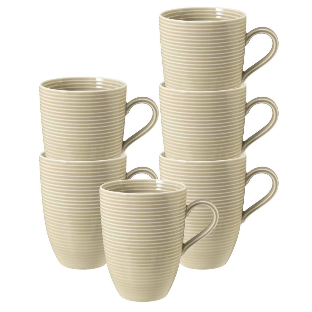 Seltmann Weiden Beat Sandbeige Becher mit Henkel 0,35l 6er Set