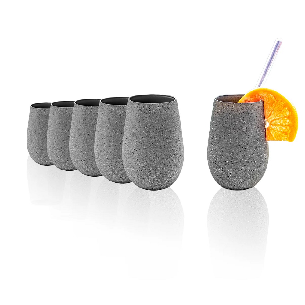 Stölzle Lausitz Elements Stones Kiesel Longdrinkbecher 465 ml mittelgrau 6er Set