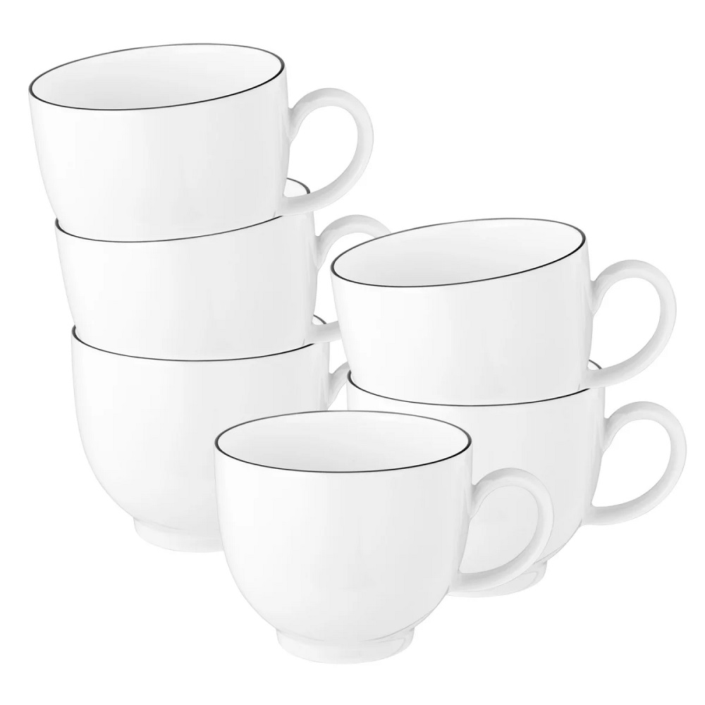 Seltmann Weiden Lido Black Line rund Kaffeetasse 0,22 l 6er Set