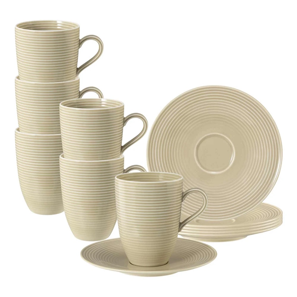 Seltmann Weiden Beat Sandbeige Becher + Untertasse 6er Set