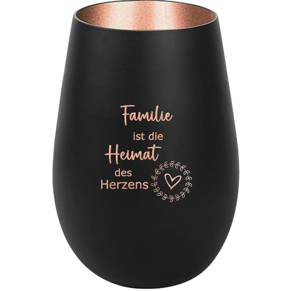 Windlicht Familie ist die Heimat des Herzens Schwarz Bronze