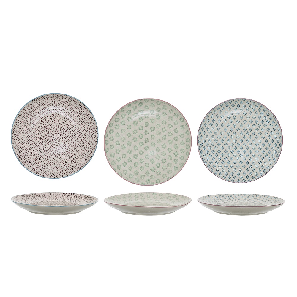 Bloomingville Patrizia Speiseteller Blue Steingut 3er Set