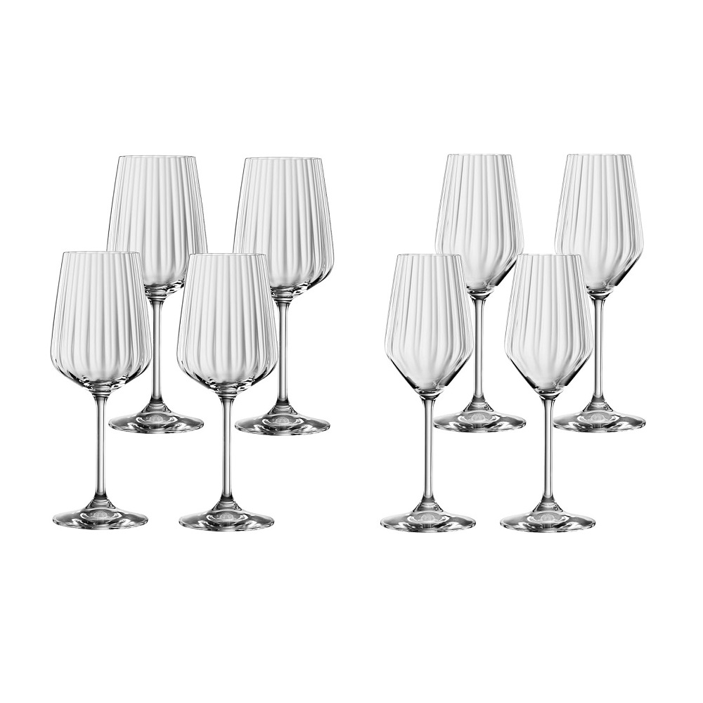Spiegelau Lifestyle 4x Weißwein + 4x Champagner Gläser