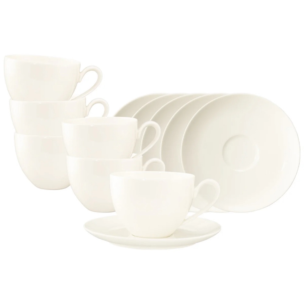 Seltmann Weiden Savona Fine Diamond weiß Kaffee-/Cappuccinoobertasse + Untertasse 6er Set