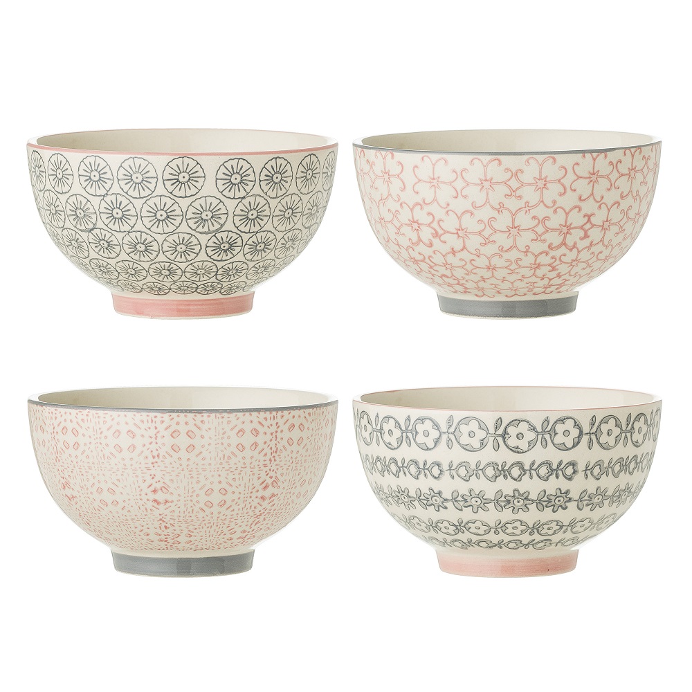 Bloomingville Cčcile Bowl Ř 13,5 cm Rose Steingut 4er Set